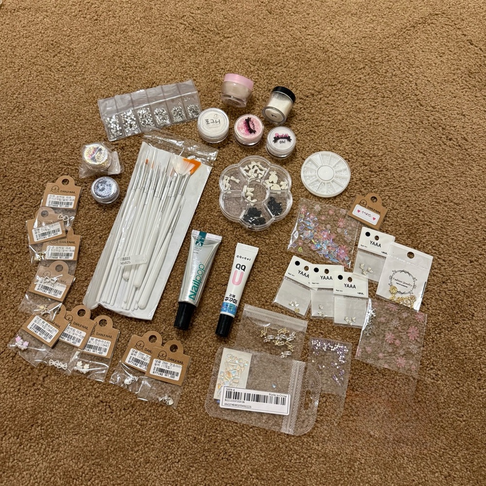 Nail Art Supplies Kit with Brushes and Decorations